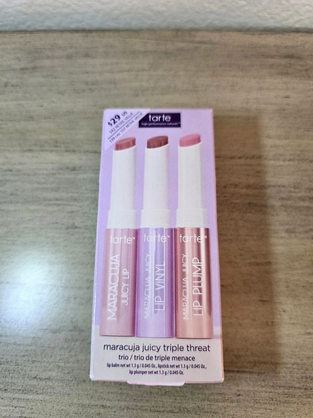 tarte Maracuja Juicy Lip Trio Lip Trio in Pink NWT